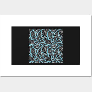 Abstract Geometric Electric Blue Posters and Art